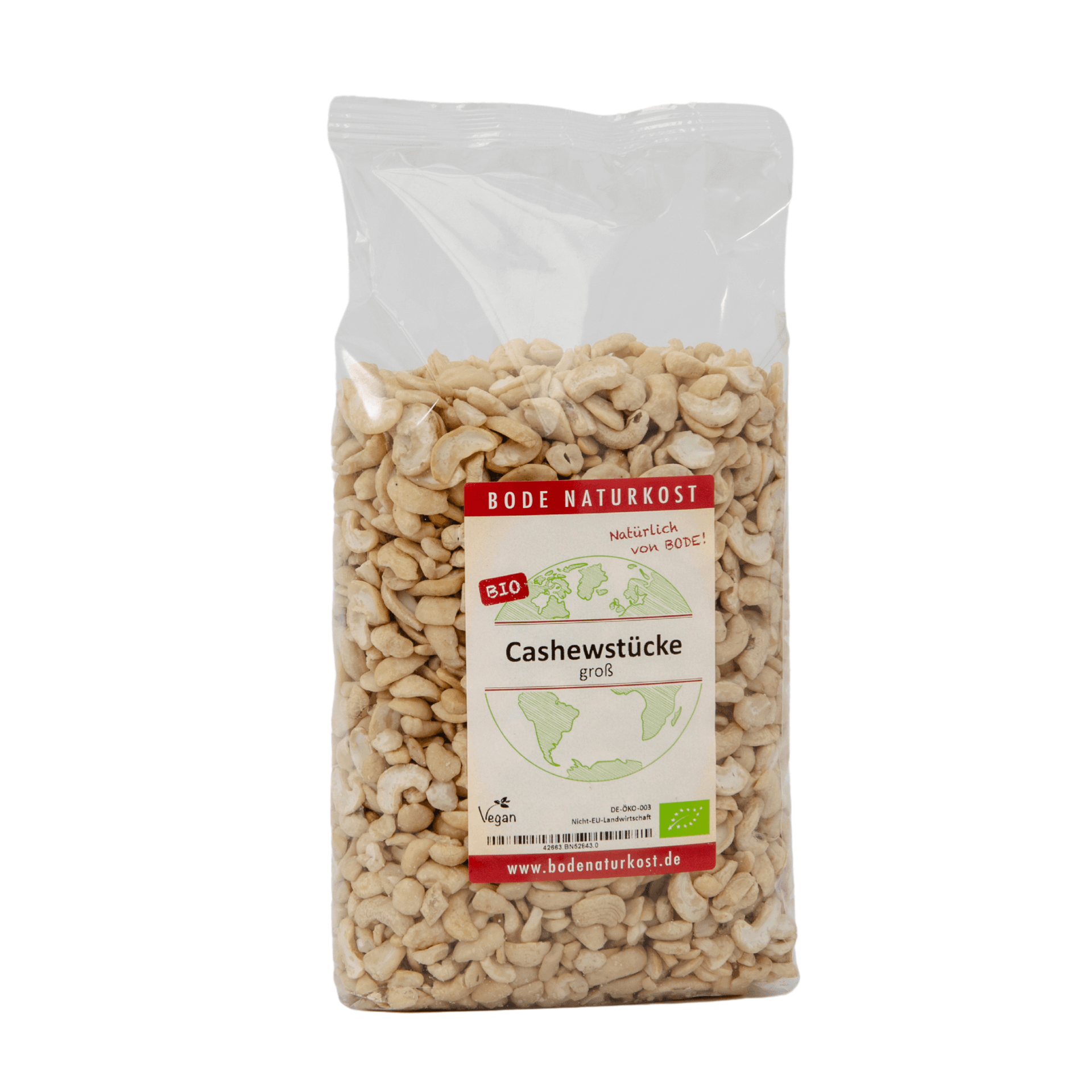 Morceaux de noix de cajou biologiques de grande taille 1kg
