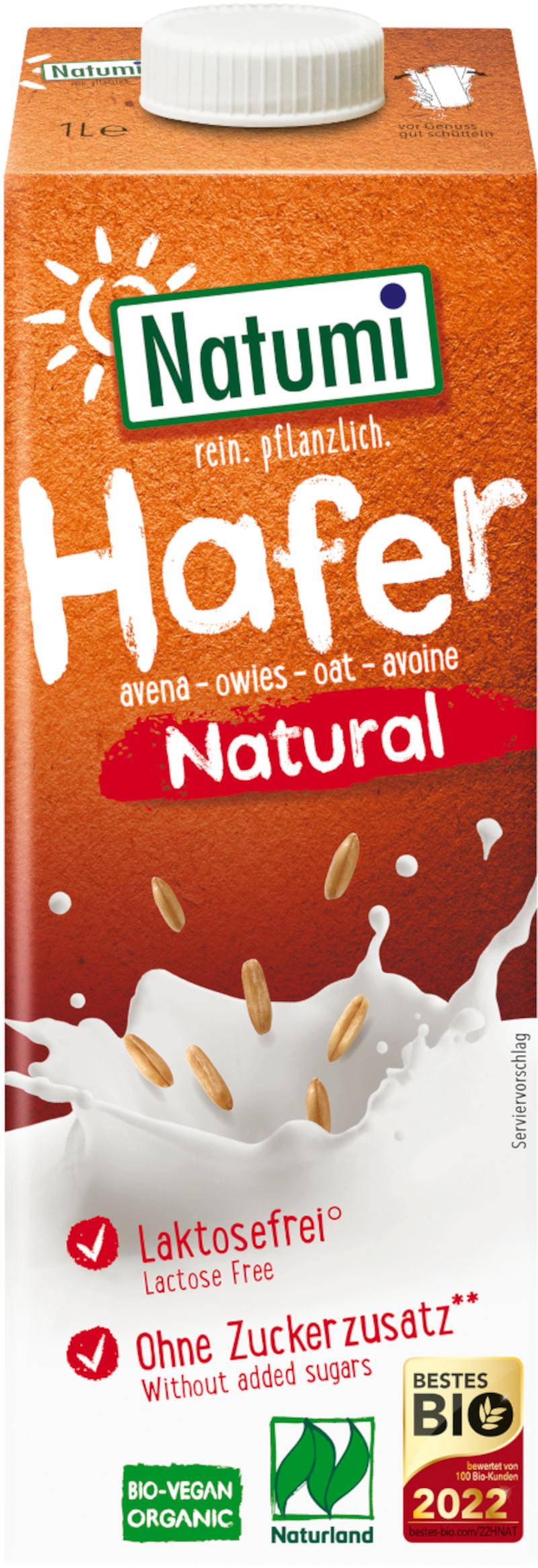 Boisson d'avoine nature biologique non sucrée Natumi 8x1l