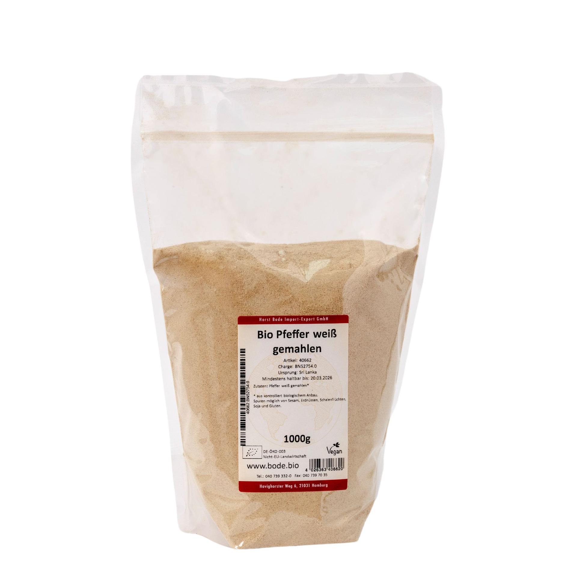 Poivre blanc moulu biologique 1kg