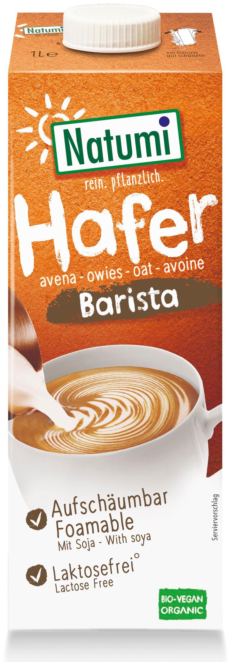 Boisson à l'avoine Barista au soja non sucrée bio Natumi 8x1l