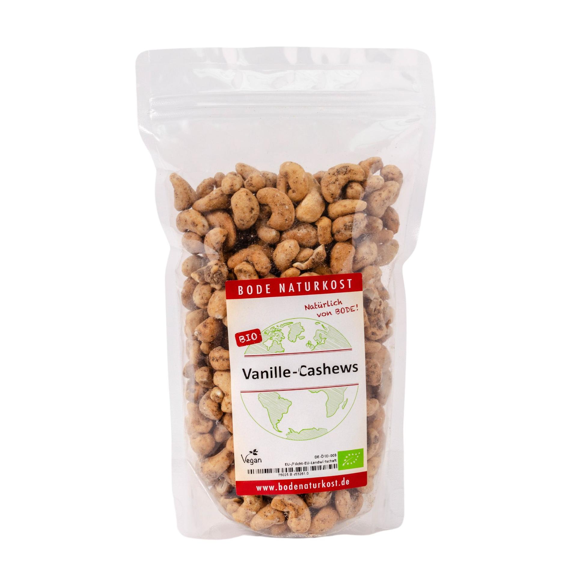 Noix de cajou à la vanille - Noix de cajou grillées légèrement sucrées à la vanille bio 500g