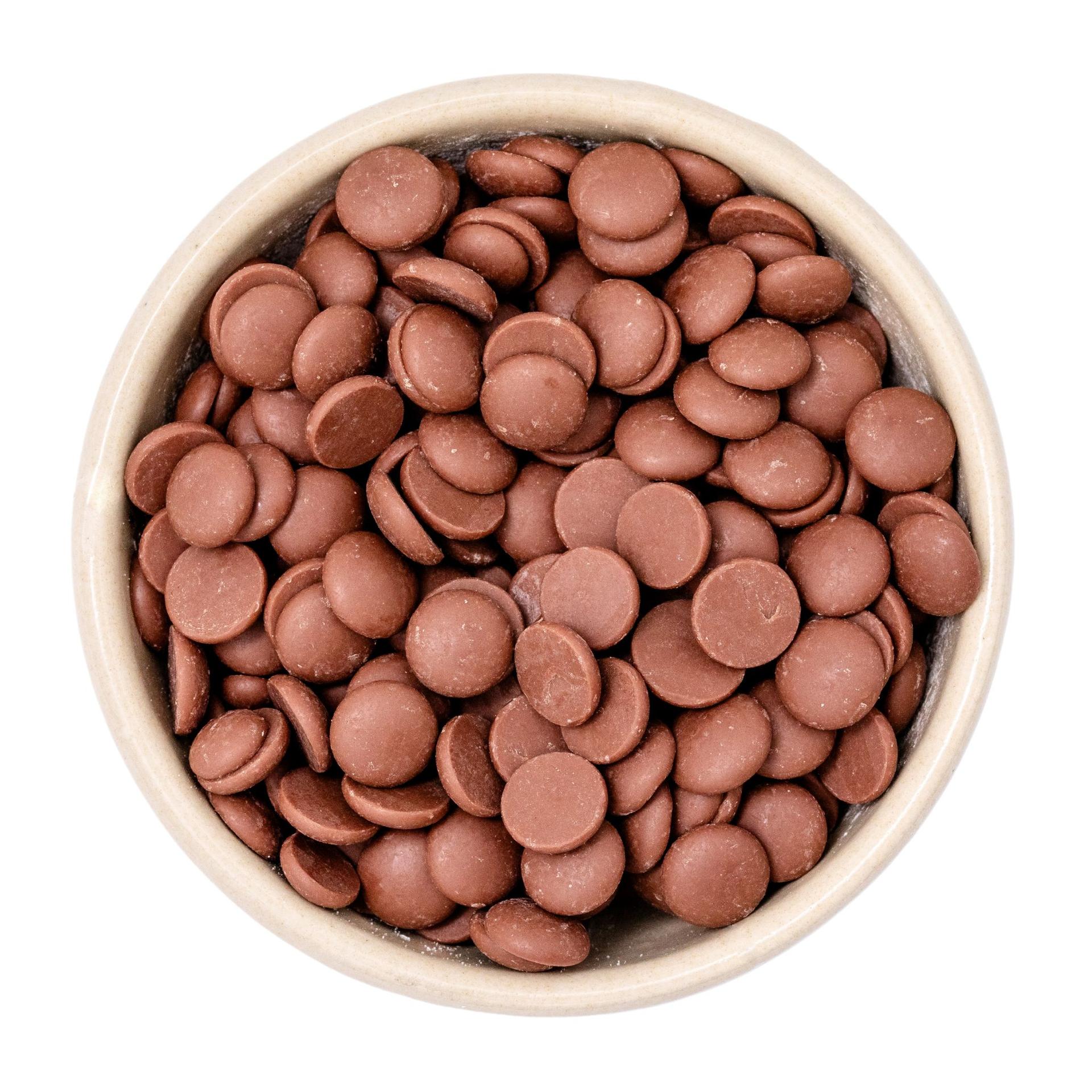 Pépites de chocolat au lait biologique d'environ 10 mm, chocolat au lait avec au moins 35% de cacao 20kg