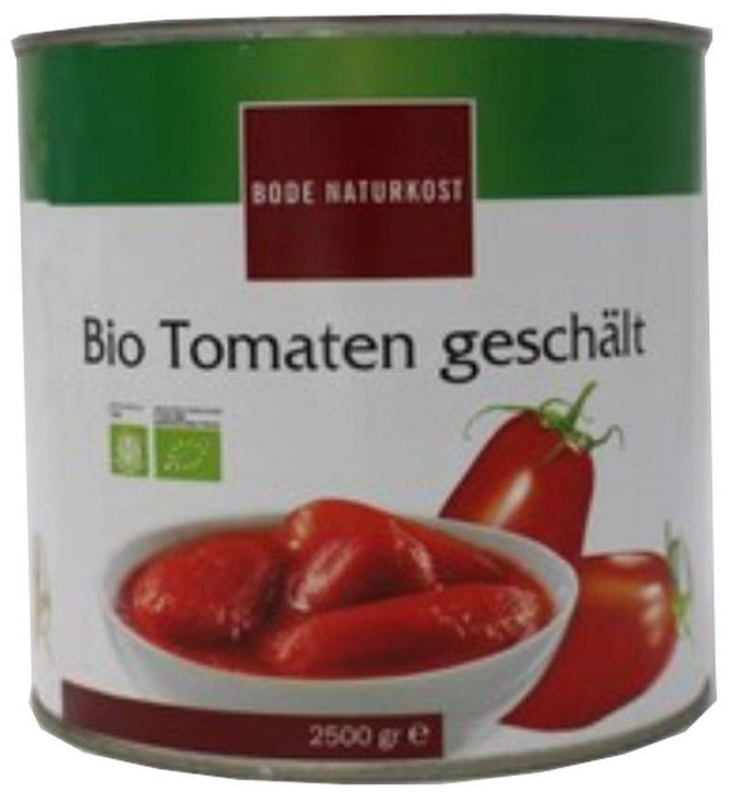 Tomates pelées bio en boîte, contenu 2,5kg, poids égoutté 1,5kg