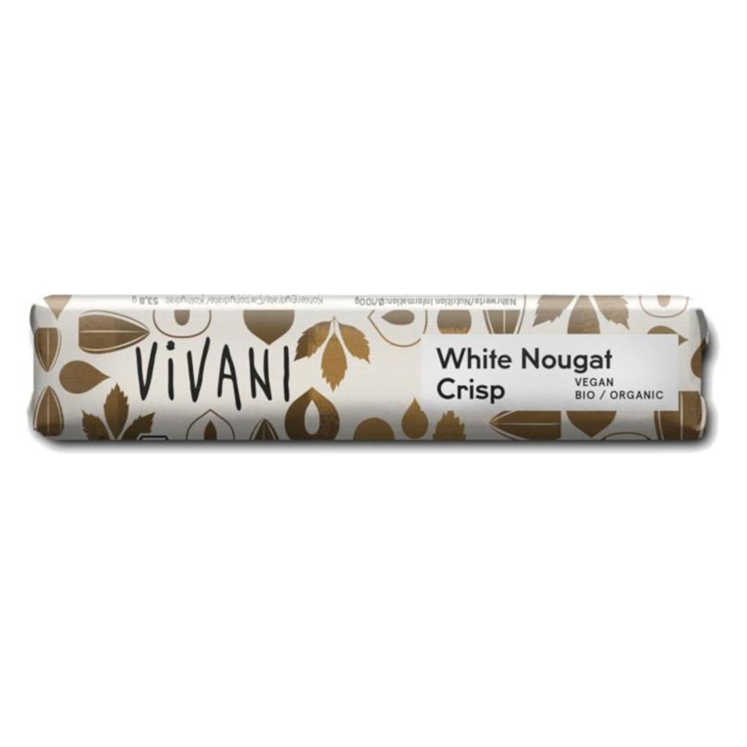 Barre de chocolat White Nougat Crisp au lait de riz bio Vivani 18x35g