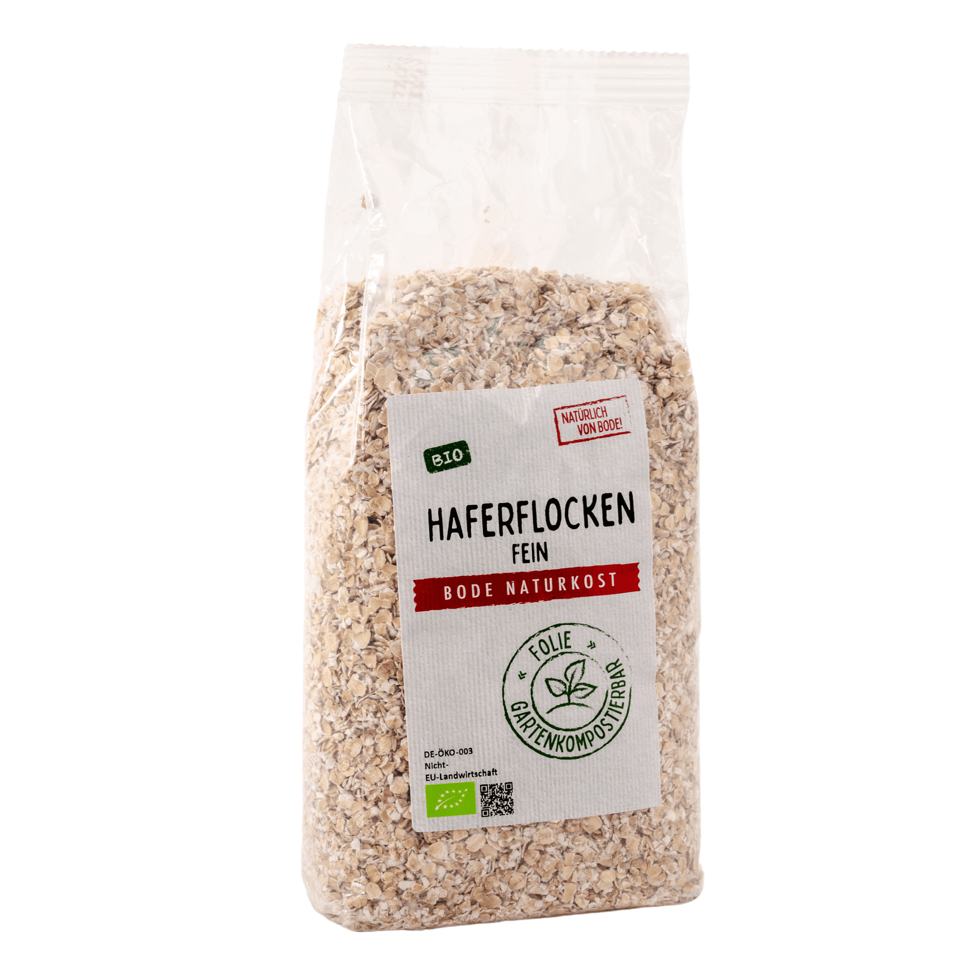 Flocons d'avoine fins biologiques, sachet compostable 6x500g