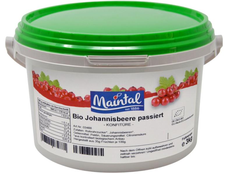 Confiture de groseilles rouges bio passée Maintal 3kg avec sucre bio allemand