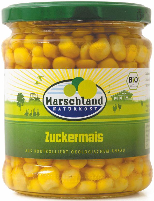 Maïs sucré bio Marschland, contenu : 6x330g, poids égoutté : 6x220g