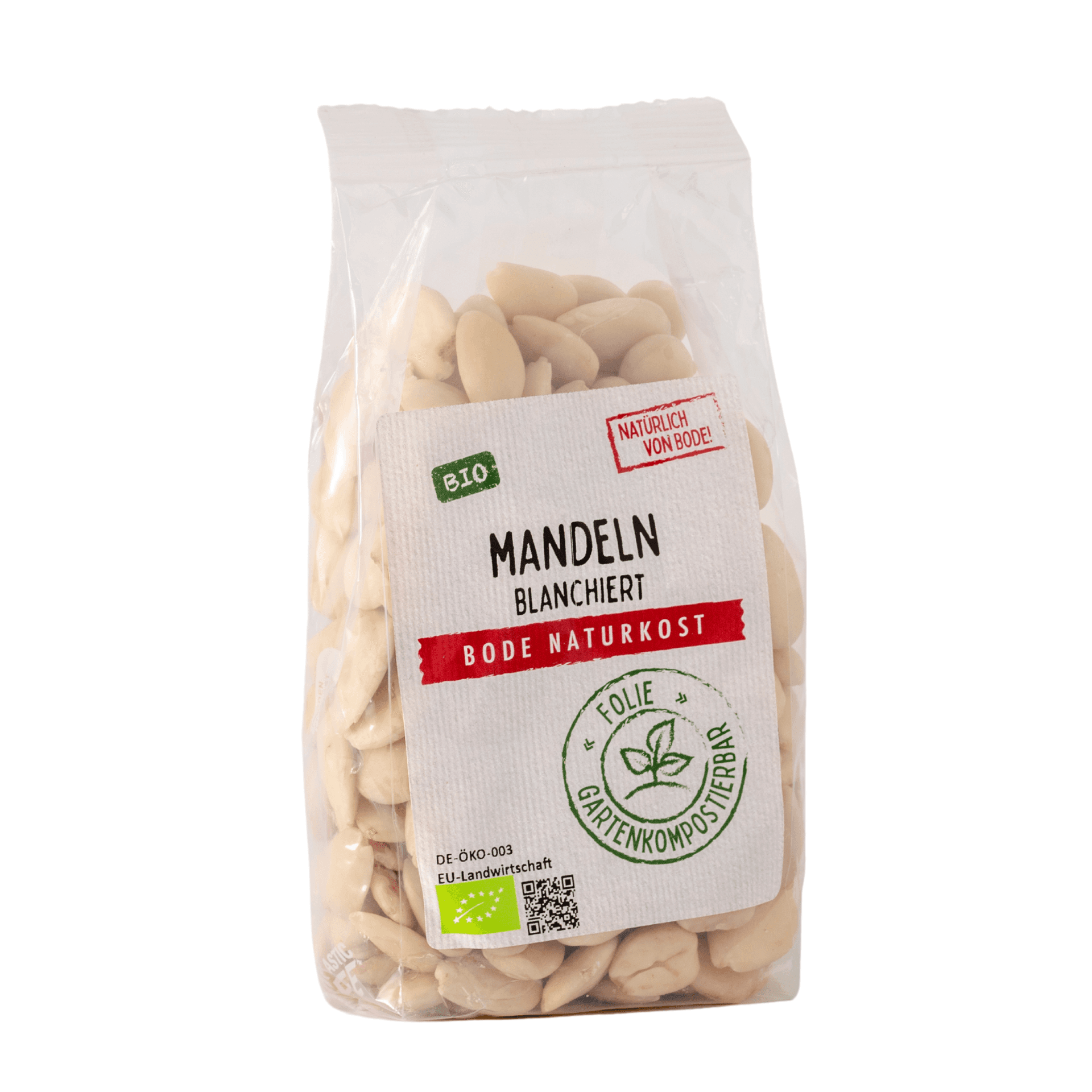 Amandes blanchies bio, sac biodégradable 6x200g